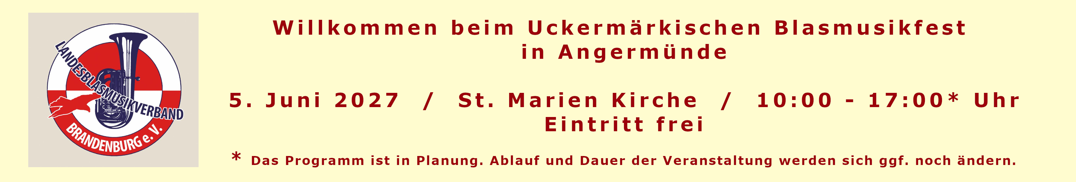 Willkommen beim Blasmusikfest in Angermünde