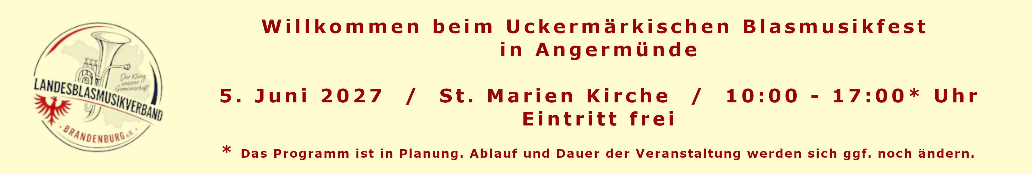 Willkommen beim Blasmusikfest in Angermünde
